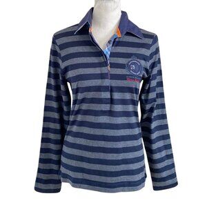 PAUL & SHARK YATCHING NORTH SEA CLUB VINTAGE WOMEN'S NAVY GREY LONG SLEEVE TOP